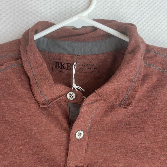 Buckle Mens Size XL Red Burgandy Cotton Spandex Short Sleeve Polo NWT - Picture 2 of 9